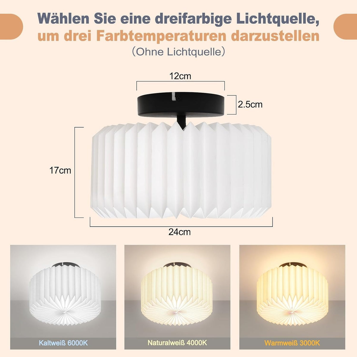 ZMH Deckenlampe Schlafzimmer Deckenleuchte Vintage - Weiß Küchelampe Papier Rund Lampenschirm Design Retro Flurlampe G9 Fassung Schlafzimmerlampe für Flur Küche Wohnzimmer