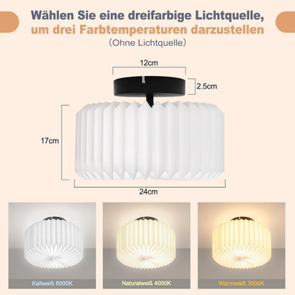 ZMH Deckenlampe Schlafzimmer Deckenleuchte Vintage - Weiß Küchelampe Papier Rund Lampenschirm Design Retro Flurlampe G9 Fassung Schlafzimmerlampe für Flur Küche Wohnzimmer