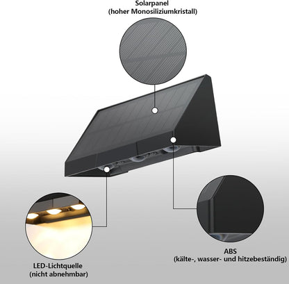 ZMH Solarlampen für Außen Garten 4ER Solar Wandleuchte Aussen Wand LED