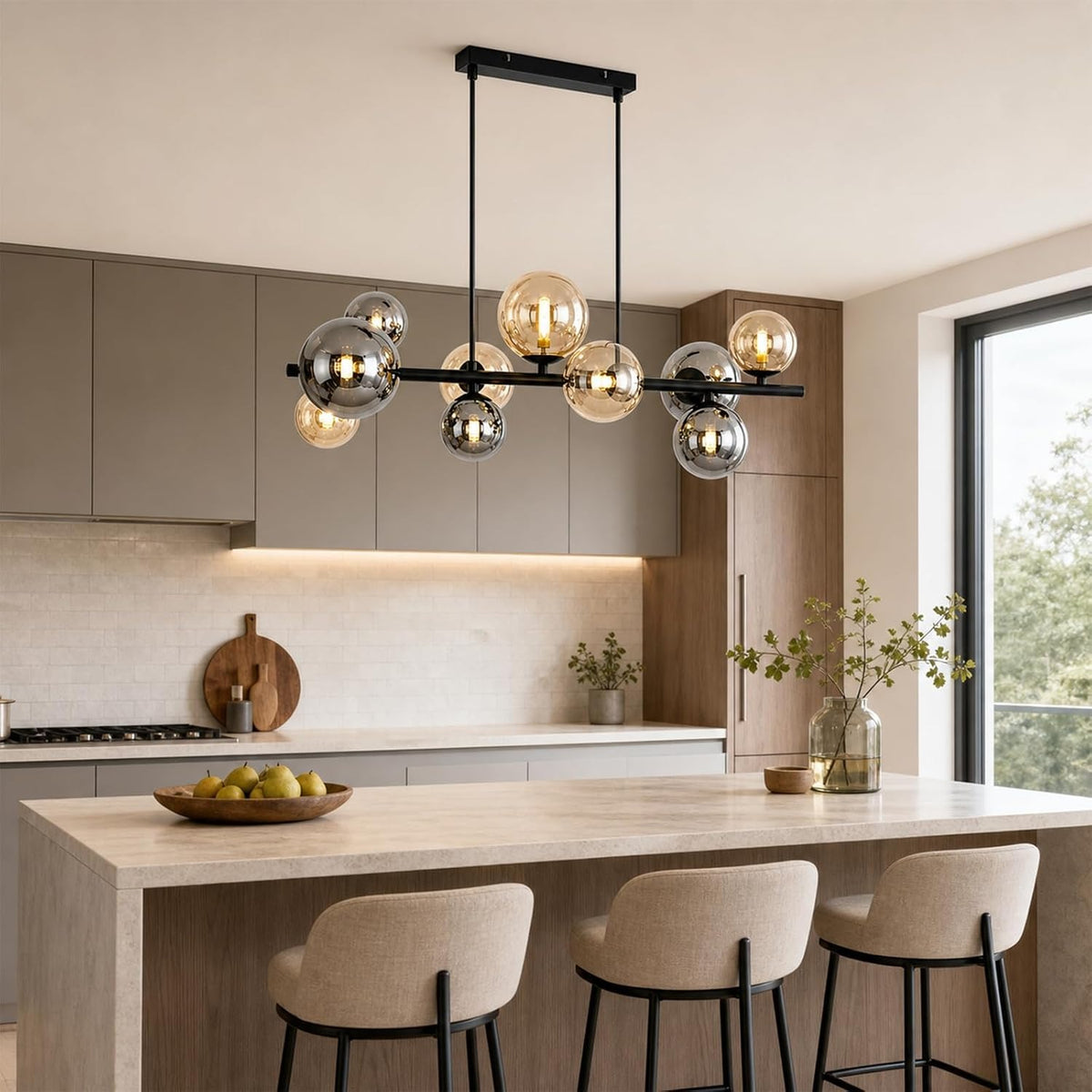 ZMH Pendelleuchte Esstisch Hängelampe Glas Esszimmerlampe 10 Flammig