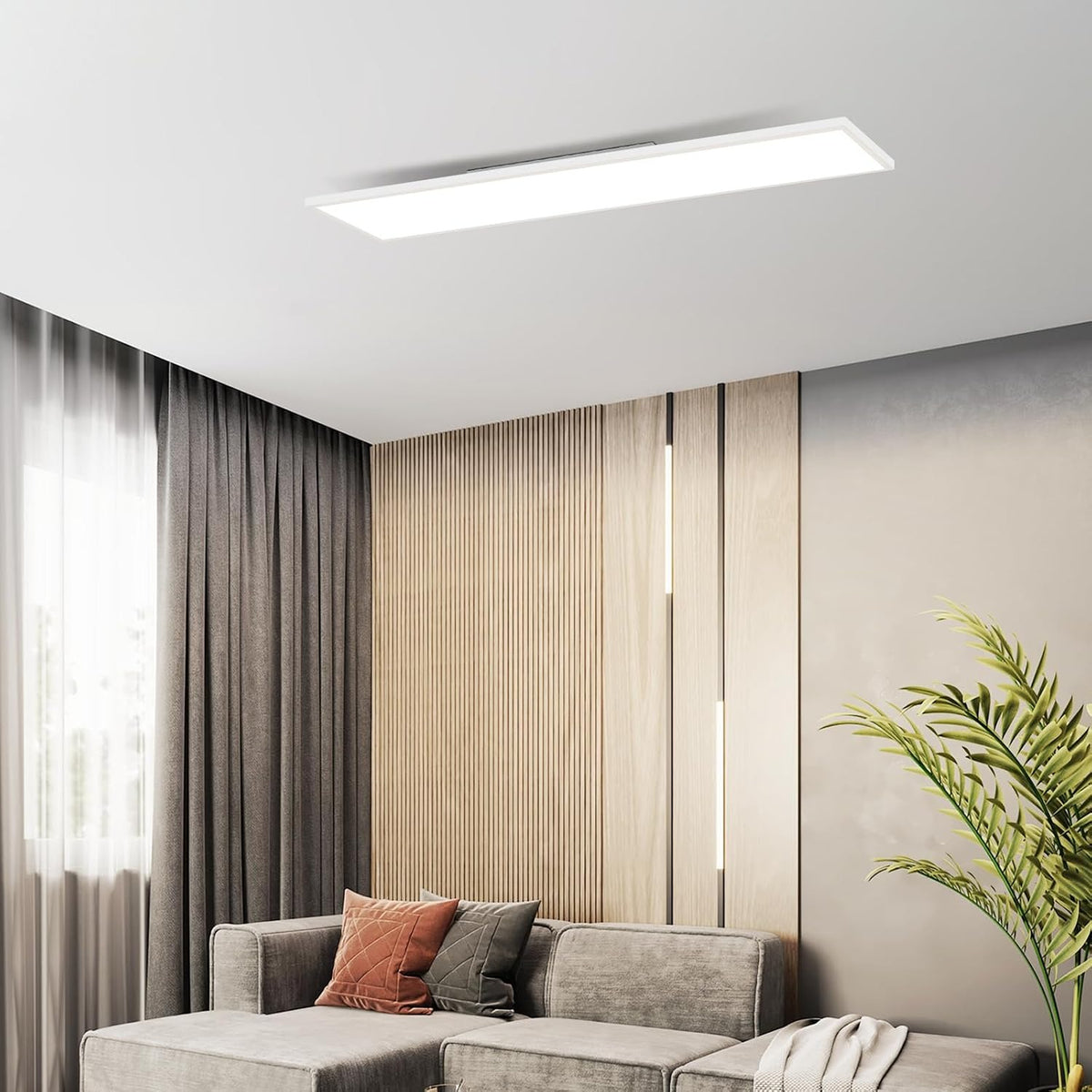 ZMH LED Panel Deckenleuchte Flach 100-120cm,Weiß Rechteckig Deckenlampe