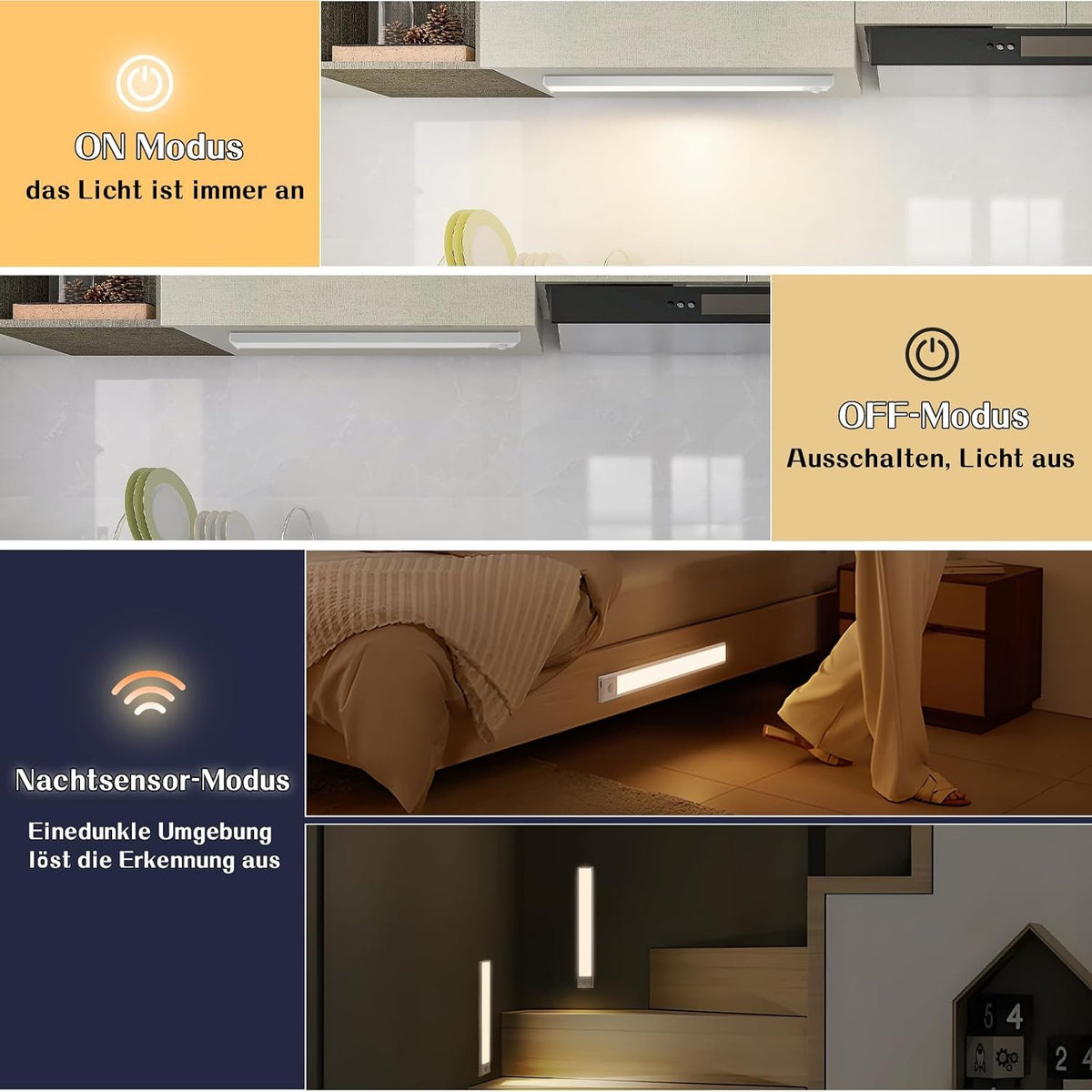 ZMH Schrankbeleuchtung LED Unterbauleuchte Küche 20-40CM Dimmbar Silber