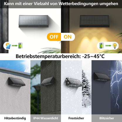 ZMH Solarlampen für Außen Garten 4ER Solar Wandleuchte Aussen Wand LED