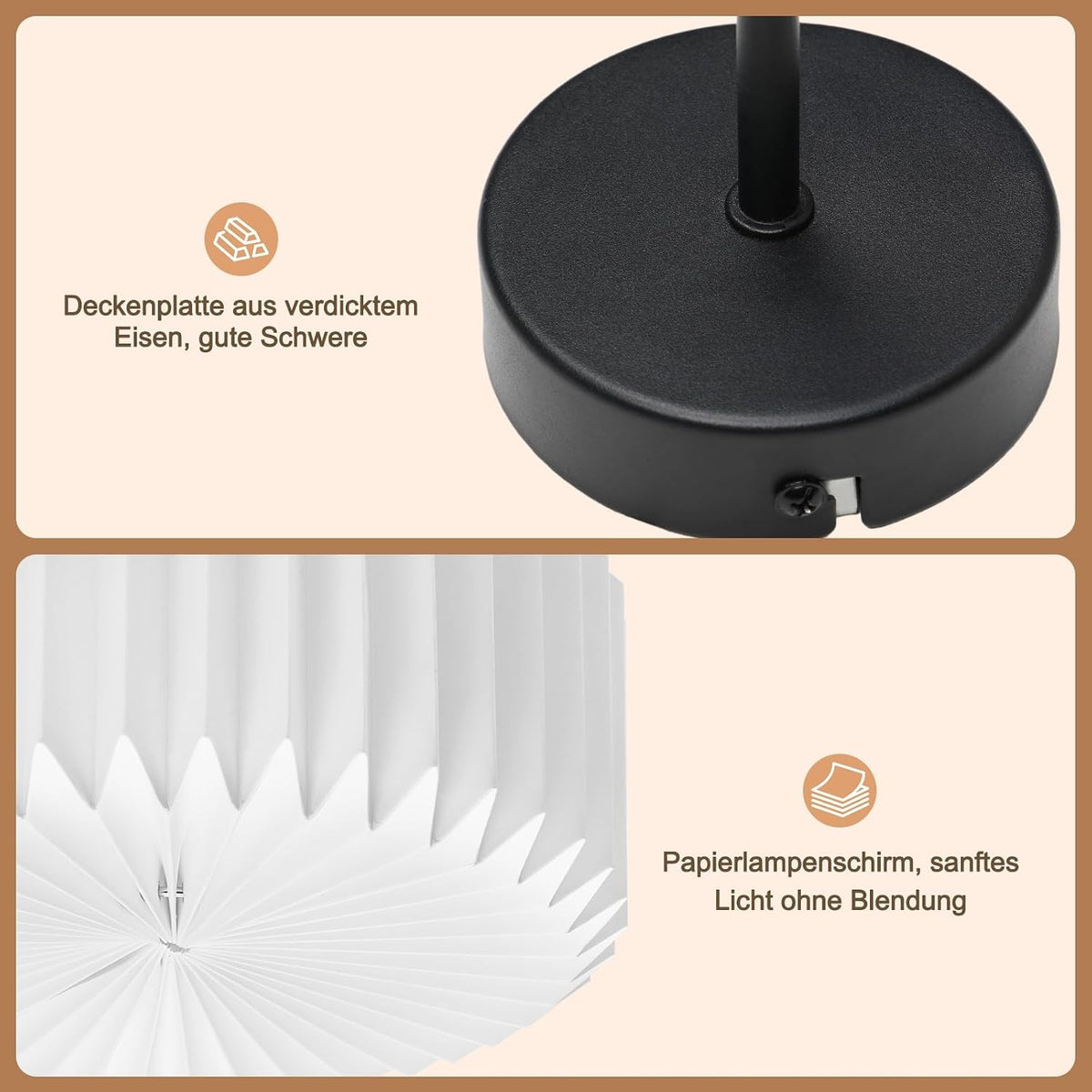 ZMH Deckenlampe Schlafzimmer Deckenleuchte Vintage - Weiß Küchelampe Papier Rund Lampenschirm Design Retro Flurlampe G9 Fassung Schlafzimmerlampe für Flur Küche Wohnzimmer