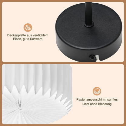 ZMH Deckenlampe Schlafzimmer Deckenleuchte Vintage - Weiß Küchelampe Papier Rund Lampenschirm Design Retro Flurlampe G9 Fassung Schlafzimmerlampe für Flur Küche Wohnzimmer