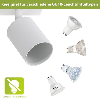 ZMH LED Deckenleuchte Weiß Deckenstrahler: GU10 Deckenlampe Spots 6 Flammig 330°Schwenkbar Deckenspots