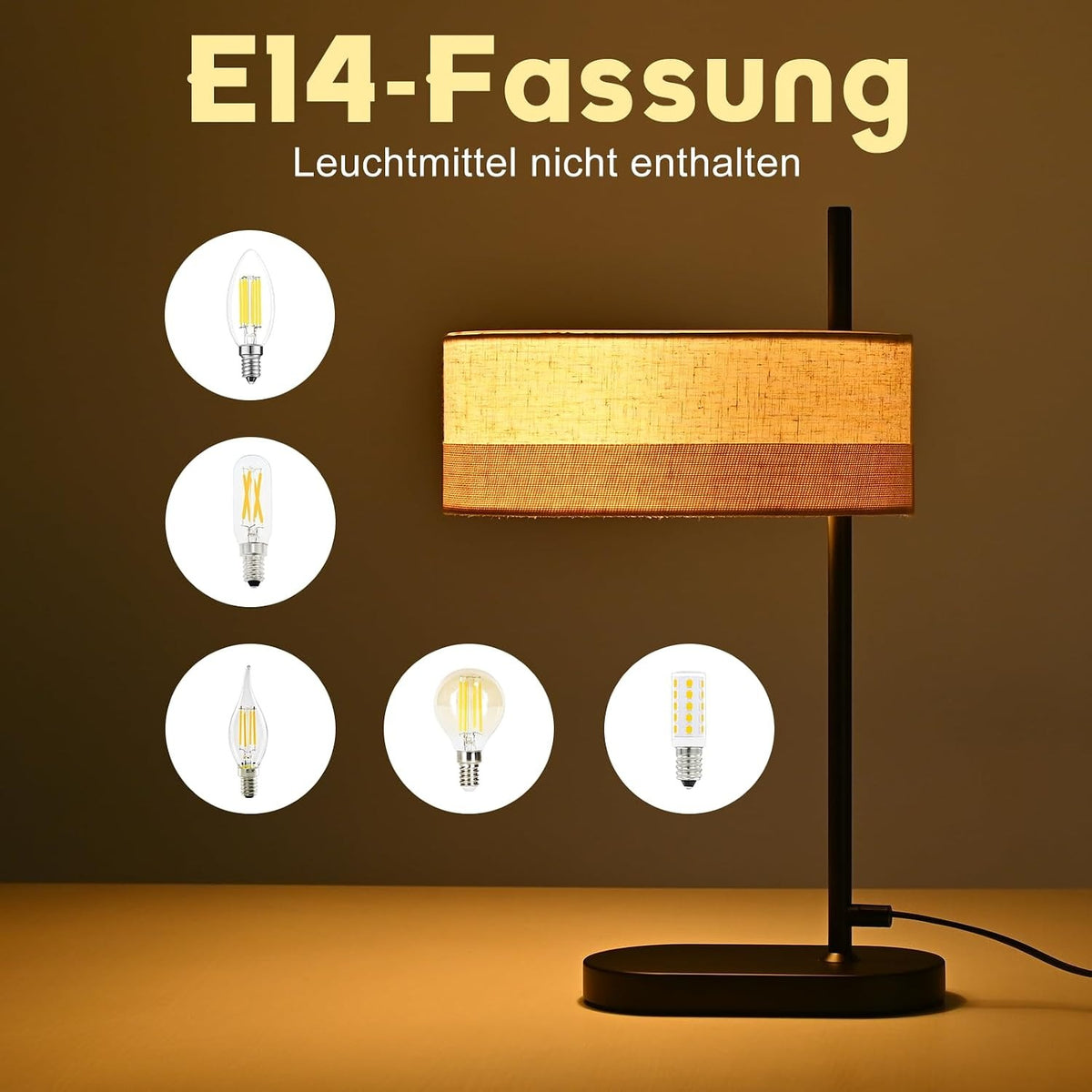 ZMH Tischlampe Wohnzimmer Tischleuchte Vintage Schwarz Nachttischlampe