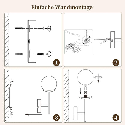 ZMH Wandleuchte Innen Wohnzimmer Wandlampe Flurlampe Gold G9 Metall
