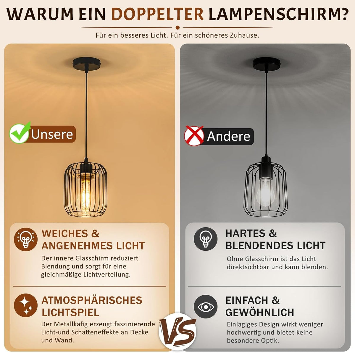 ZMH Vintage Pendelleuchte esstisch Schwarz Hängelampe Küche aus Glas