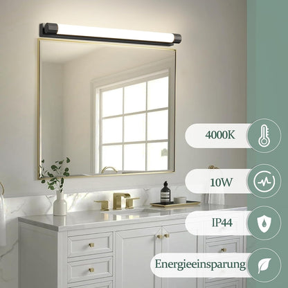 ZMH LED Spiegelleuchte Bad Schwarz Spiegellampe 50CM Badlampe Wand