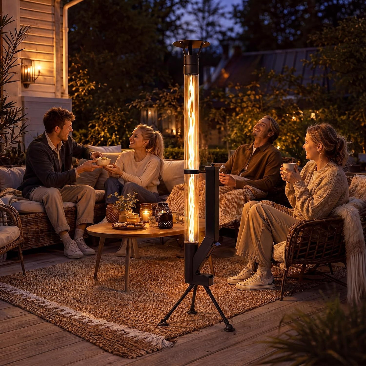 ZMH Pellet Terrassenheizer Outdoor Feuerrohr mit Glasrohr 167CM