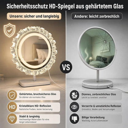 ZMH Rund Schminkspiegel mit Beleuchtung,30×38CM LED Hollywood Spiegel