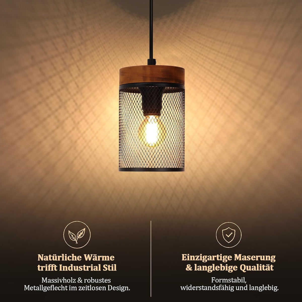 ZMH Vintage Hängelampe Holz Pendelleuchte esstisch 1-4 Flammig Esstischlampe