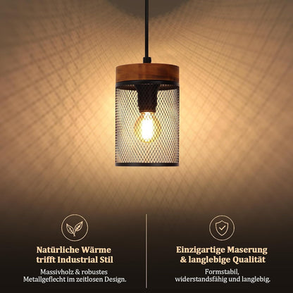 ZMH Vintage Hängelampe Holz Pendelleuchte esstisch 1-4 Flammig Esstischlampe