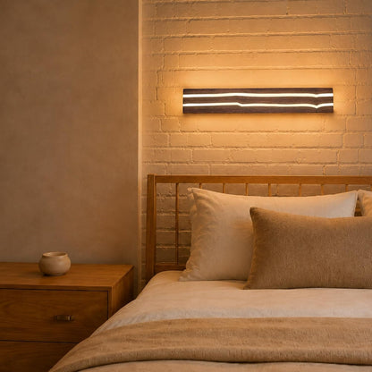 ZMH Wandleuchte innen Holz 50cm Wandlampe LED Wohnzimmer modern Warmweiß 8W