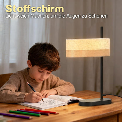 ZMH Tischlampe Wohnzimmer Tischleuchte Vintage Schwarz Nachttischlampe