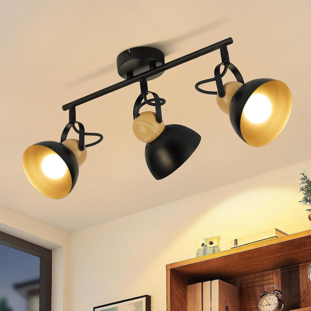 ZMH Deckenstrahler 4/1 Flammig Vintage Schwarz/Weiß E27 Deckenlampe Wohnzimmer