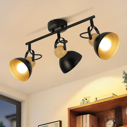 ZMH Deckenstrahler 4/1 Flammig Vintage Schwarz/Weiß E27 Deckenlampe Wohnzimmer