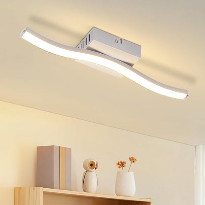 ZMH Deckenlampe Wohnzimmer LED Deckenleuchte Schlafzimmer: Modern Schlafzimmerlampe Schwarz 12W Wohnzimmerlampe 3000K Wellen Design Innen Warmweiß