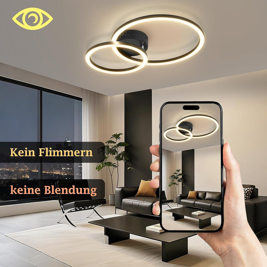 ZMH LED Deckenlampe Wohnzimmer Deckenleuchte 40cm - 23W Küchenlampe | 3000K Warmweiß