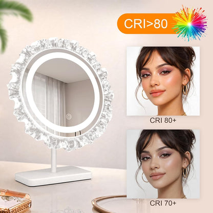 ZMH Rund Schminkspiegel mit Beleuchtung,30×38CM LED Hollywood Spiegel