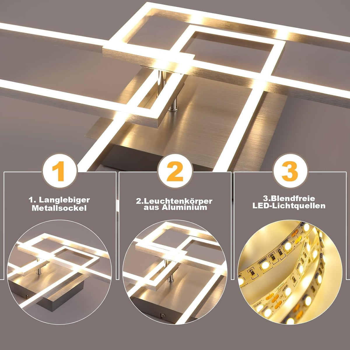 ZMH LED Deckenlampe Wohnzimmer Deckenleuchte: 36W Wohnzimmerlampe mit
