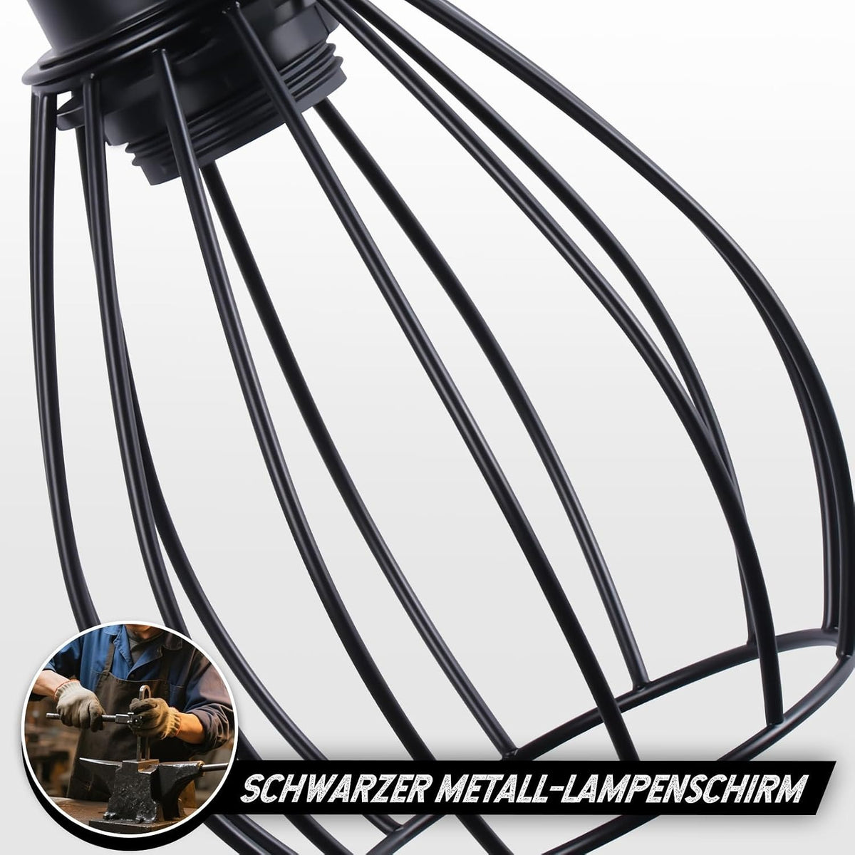 ZMH Vintage Stehlampe Holz Stehleuchte Wohnzimmer Schwarz aus Metall