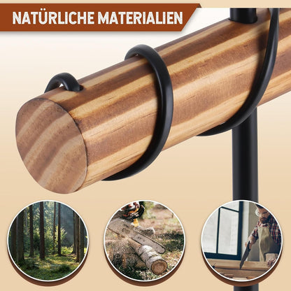 ZMH Tischlampe Wohnzimmer Vintage Tischleuchte Holz Schwarz Nachttischlampe