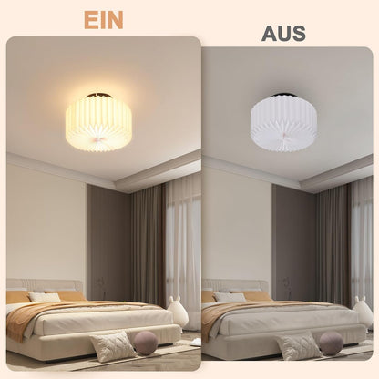 ZMH Deckenlampe Schlafzimmer Deckenleuchte Vintage - Weiß Küchelampe Papier Rund Lampenschirm Design Retro Flurlampe G9 Fassung Schlafzimmerlampe für Flur Küche Wohnzimmer
