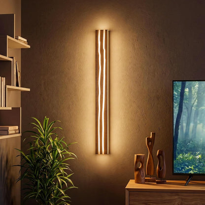 ZMH LED Wandleuchte Holz 100cm Wandlampe innen modern Wohnzimmer 3000K 16W
