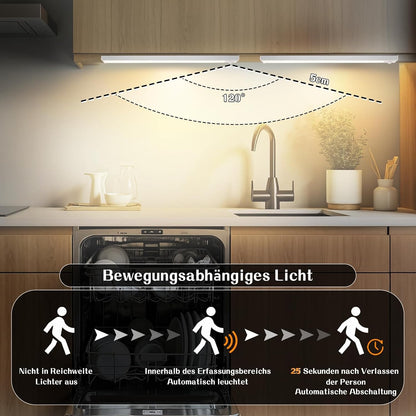 ZMH Schrankbeleuchtung LED Unterbauleuchte Küche 20-40CM Dimmbar Silber