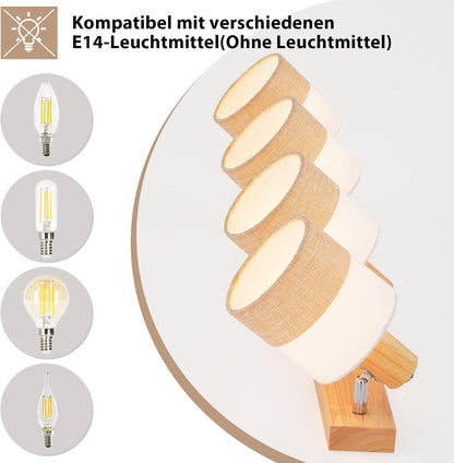 ZMH Deckenstrahler 4-1 Flammig Deckenleuchte Deckenlampe Holz E14