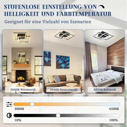 ZMH LED Deckenventilator Mit Beleuchtung 3000-6500K Dimmbar Schwarz