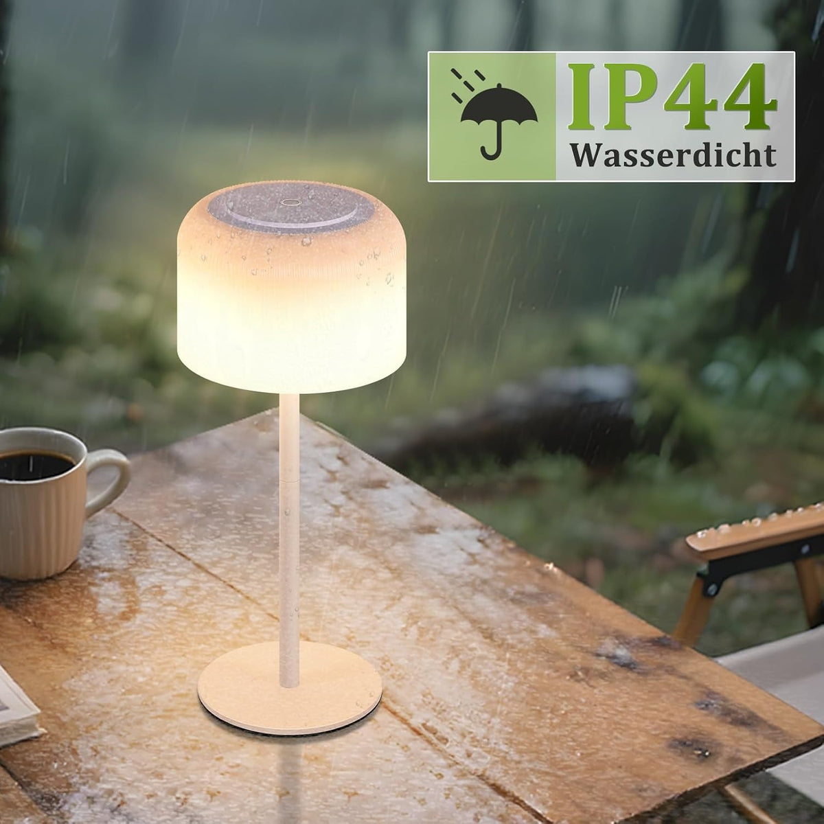 ZMH Tischlampe Kabellos LED Tischleuchte, Akku Nachttischlampe USB-C