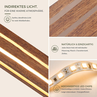 ZMH Wandleuchte innen Holz 50cm Wandlampe LED Wohnzimmer modern Warmweiß 8W