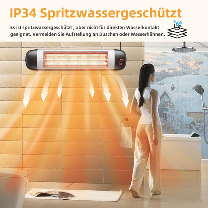 ZMH Heizstrahler Terrasse Infrarotheizung 2500W - Infrarot Strahler
