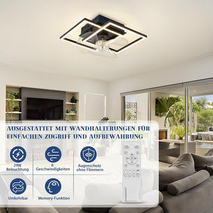 ZMH LED Deckenventilator Mit Beleuchtung 3000-6500K Dimmbar Schwarz