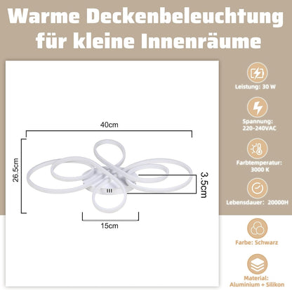 ZMH LED Deckenlampe 30W Weiß 3000K Warmweiß Wohnzimmerlampe Küchenlampe