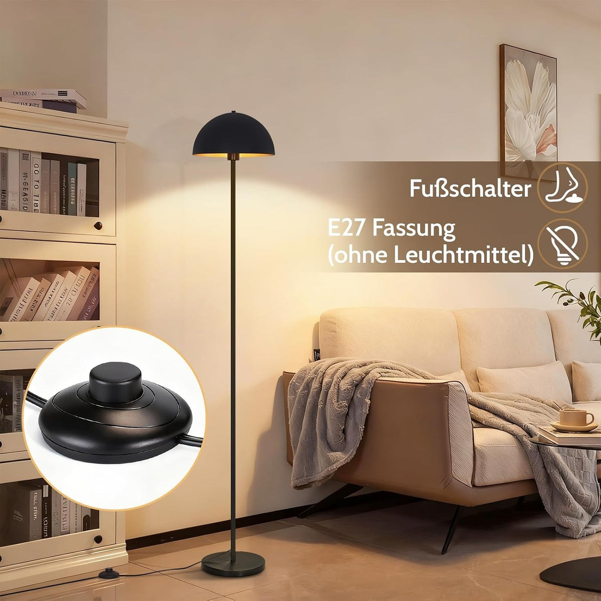 ZMH Stehlampe Bodenlampe für Wohnzimmer, Metall Stehleuchte modern 170 cm