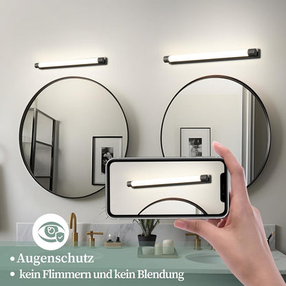 ZMH LED Spiegelleuchte Bad Schwarz Spiegellampe 50CM Badlampe Wand