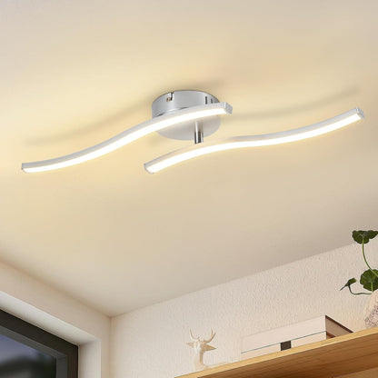 ZMH Deckenlampe Wohnzimmer LED Deckenleuchte Schlafzimmer: Modern Schlafzimmerlampe Schwarz 12W Wohnzimmerlampe 3000K Wellen Design Innen Warmweiß