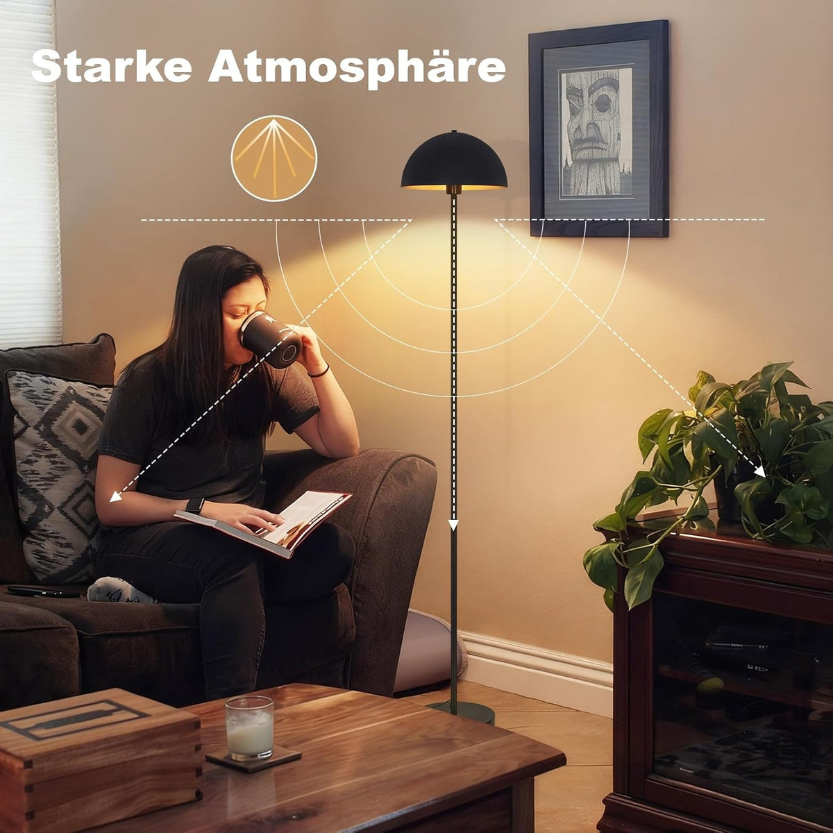 ZMH Stehlampe Bodenlampe für Wohnzimmer, Metall Stehleuchte modern 170 cm