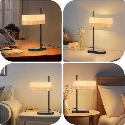 ZMH Tischlampe Wohnzimmer Tischleuchte Vintage Schwarz Nachttischlampe