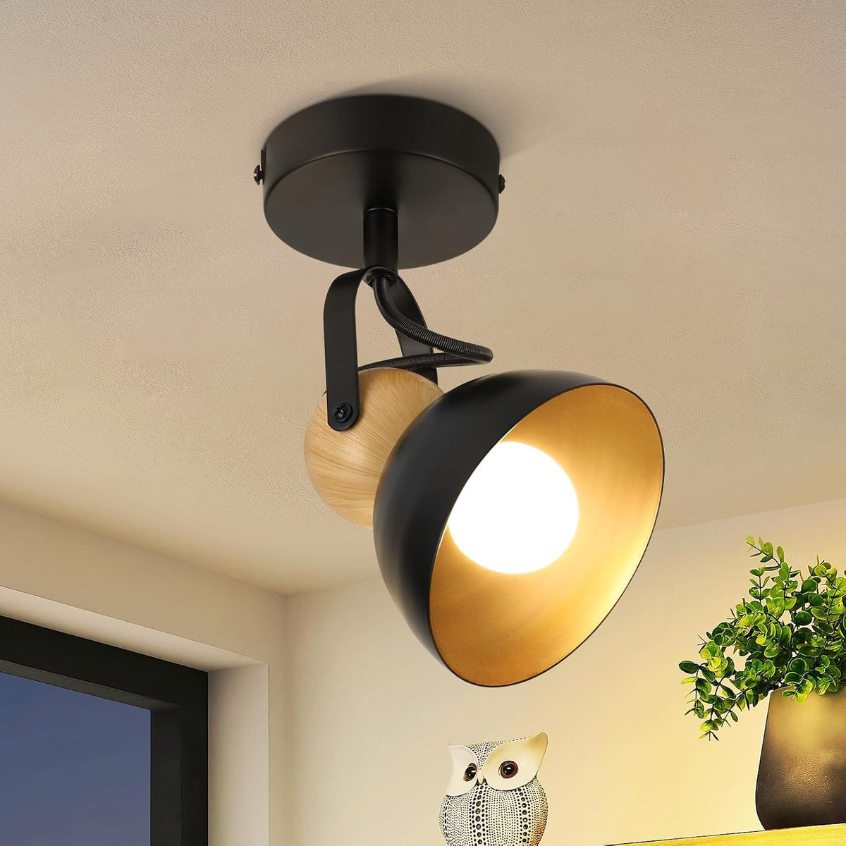 ZMH Deckenstrahler 4/1 Flammig Vintage Schwarz/Weiß E27 Deckenlampe Wohnzimmer