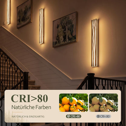 ZMH LED Wandleuchte Holz 100cm Wandlampe innen modern Wohnzimmer 3000K 16W