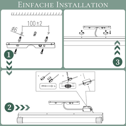 ZMH LED Spiegelleuchte Bad Schwarz Spiegellampe 50CM Badlampe Wand