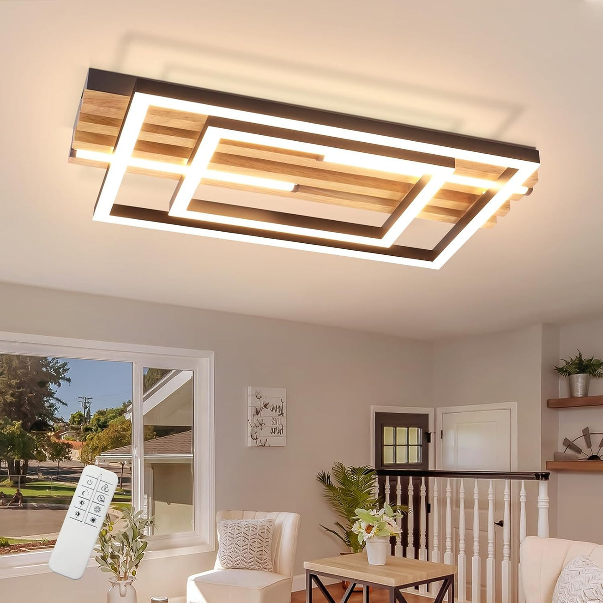ZMH Deckenlampe LED Deckenleuchte Küche 41W Küchenlampe Schwarz Wohnzimmer