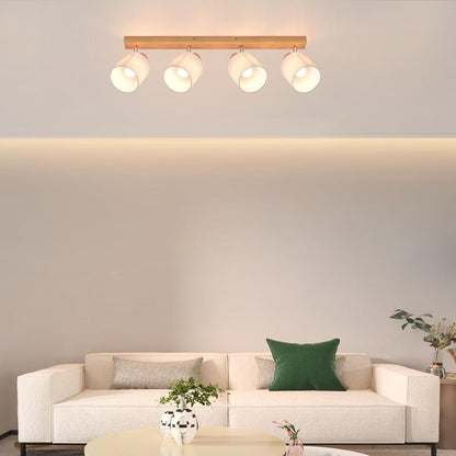ZMH Deckenstrahler 4-1 Flammig Deckenlampe Wohnzimmer Holz E14