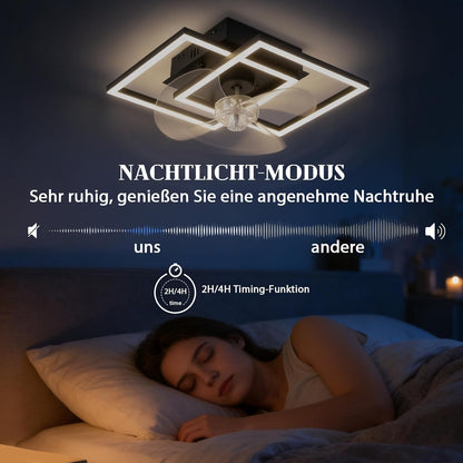 ZMH LED Deckenventilator Mit Beleuchtung 3000-6500K Dimmbar Schwarz