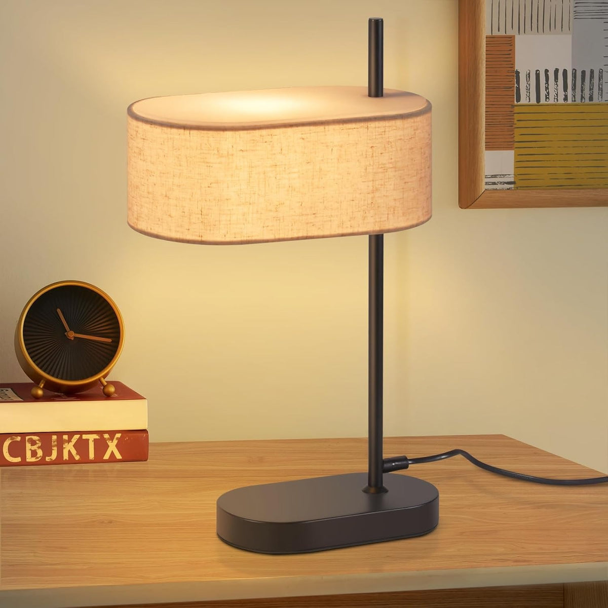 ZMH Tischlampe Wohnzimmer Tischleuchte Vintage Schwarz Nachttischlampe